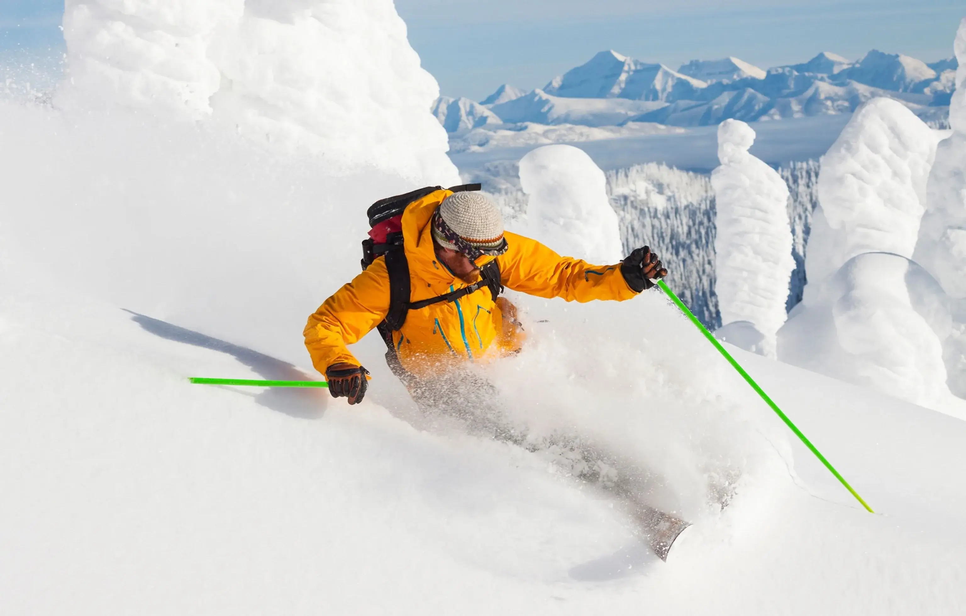 Skier making a sharp turn