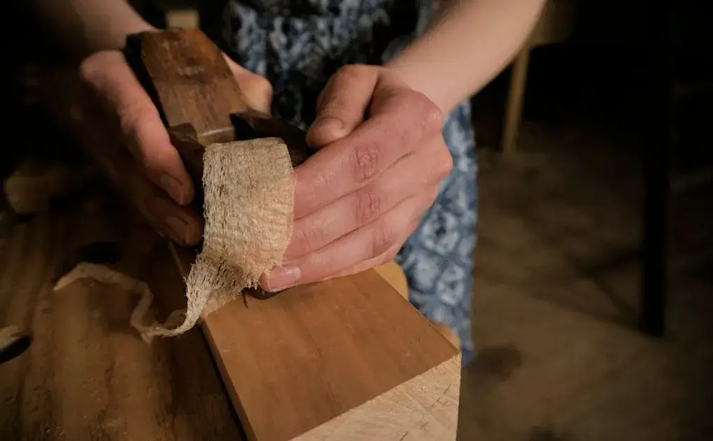 Shavings of wood from shaping a ski core.